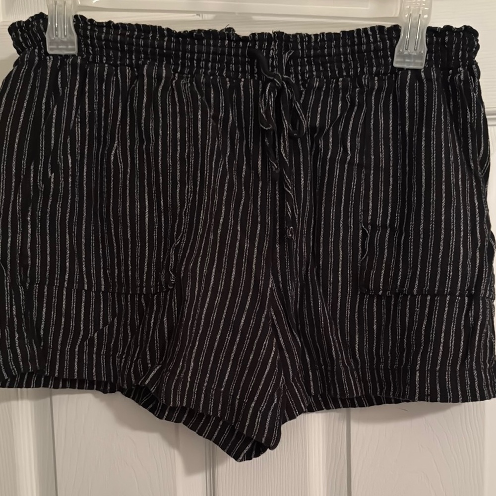 Black Striped Women's Shorts